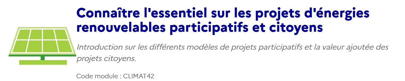 Formation : Connaître l’essentiel sur les projets d’énergies renouvelables participatifs et citoyens